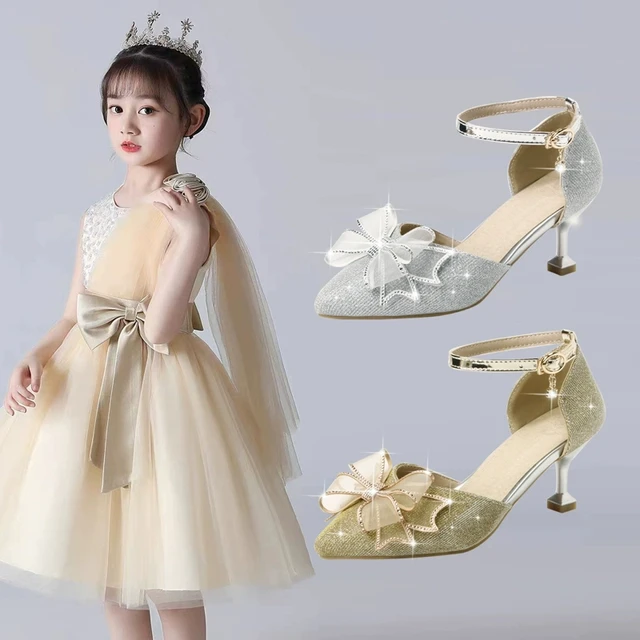 女童凉鞋夏儿童洋气主持表演出礼服鞋高跟鞋小女孩细跟水晶公主鞋