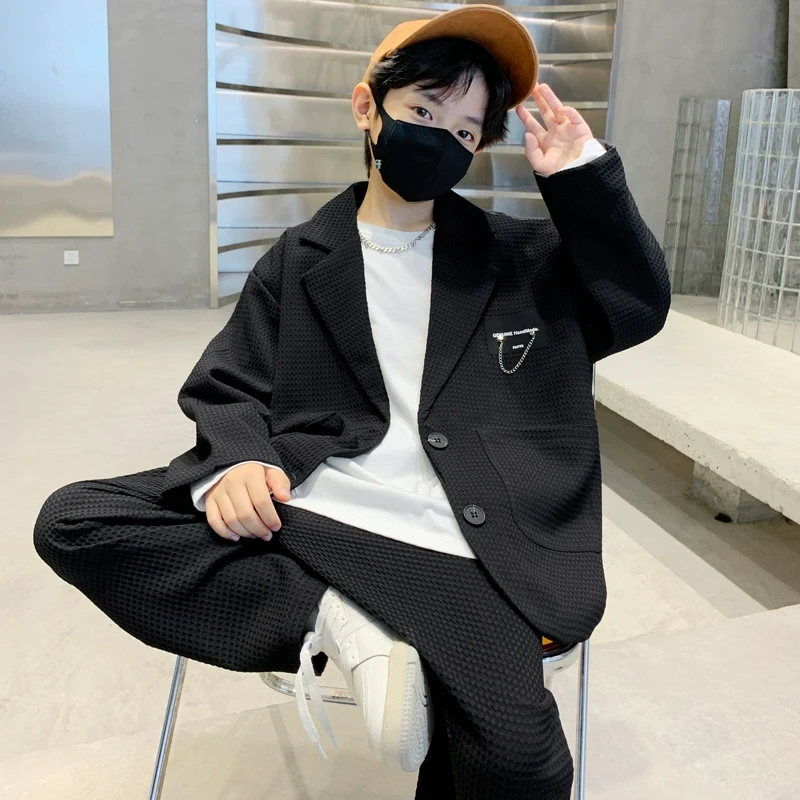 童装男童春装小西装套装2025新款中大童春秋款礼服儿童春季炸街潮