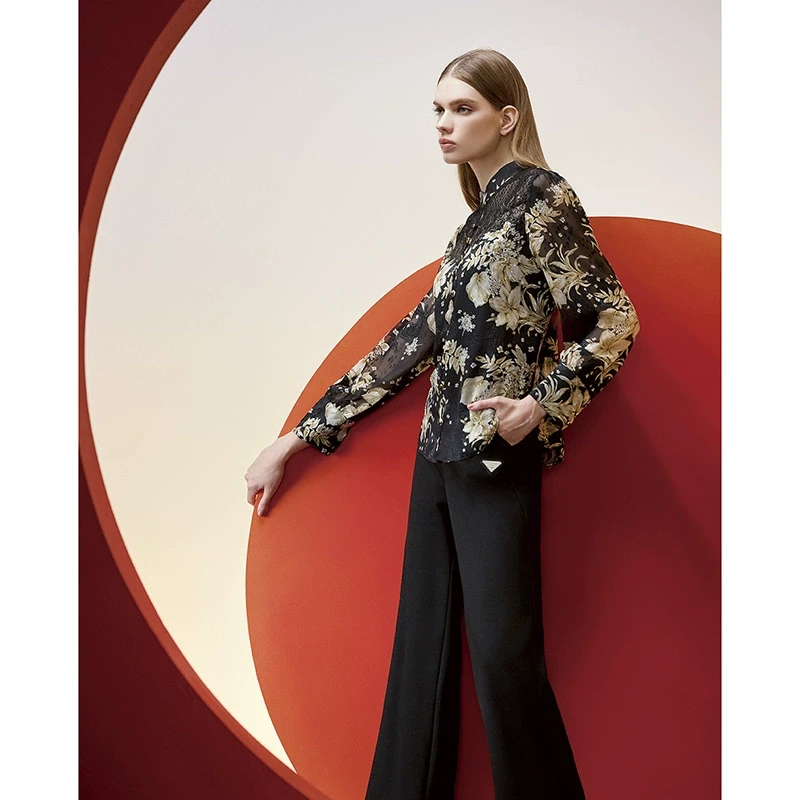 台湾品牌女装高端秋冬新款上衣 衬衣衬衫 赫3395A