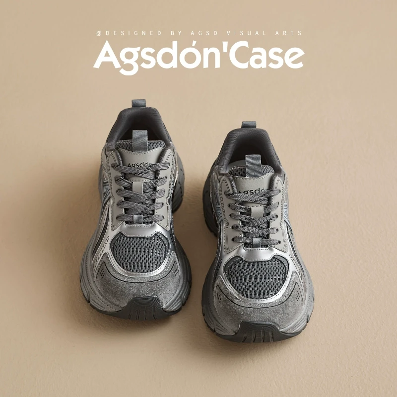 奥古狮登厚底老爹鞋女款2025新款春季小个子增高底休闲复古运动鞋