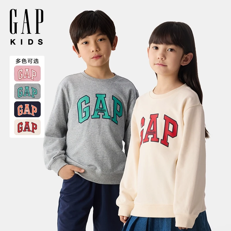 【大小童同款】Gap男女童2025春夏撞色长袖卫衣687330欧若智性风