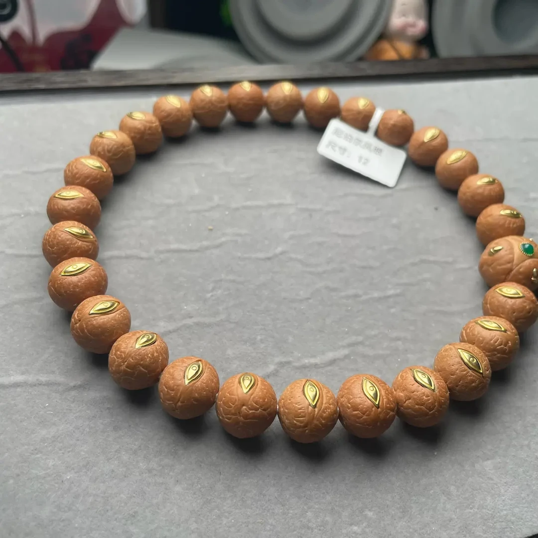 12mm镶嵌铜法罗眼高油高密尼泊尔凤眼菩提手持