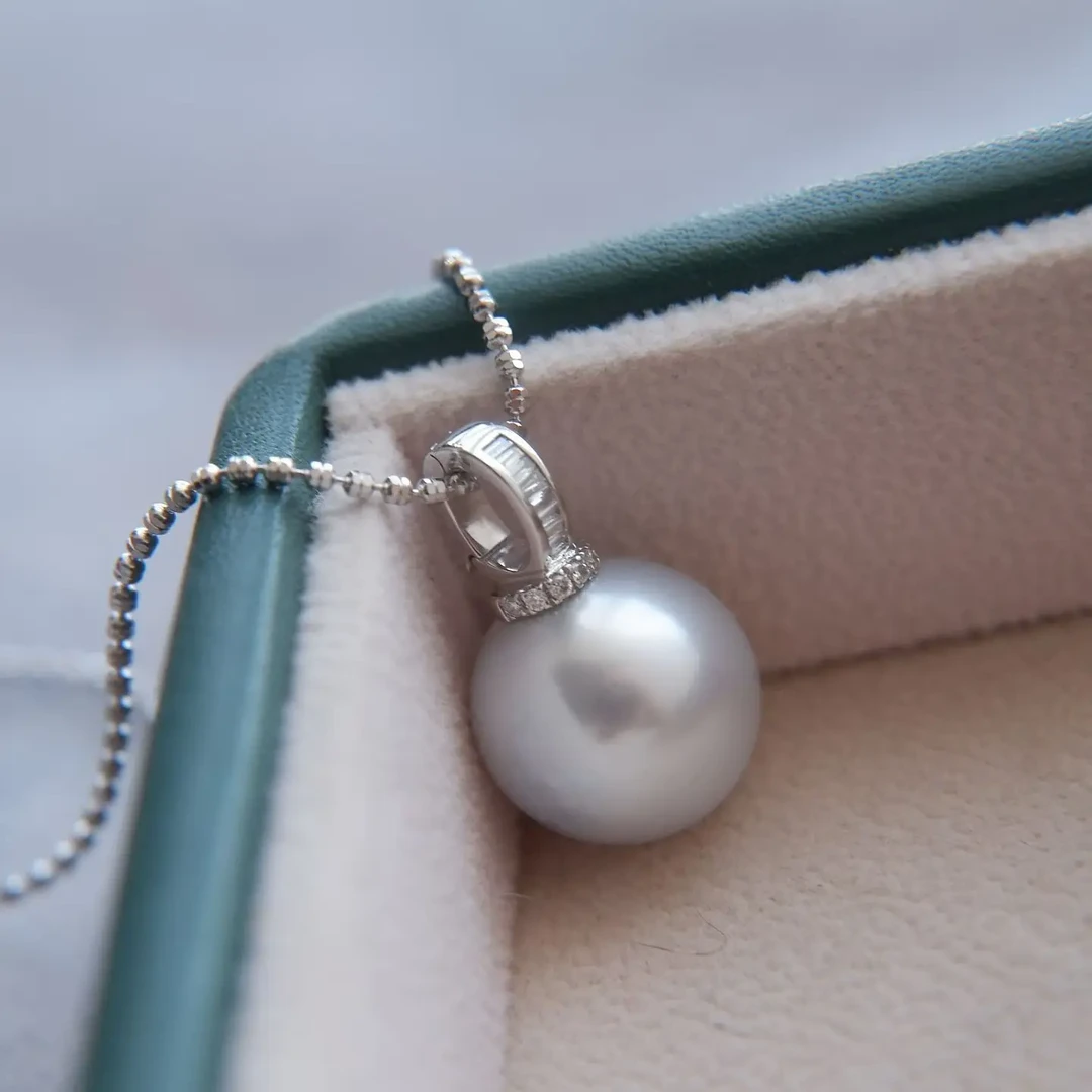 【珍珠皇后】18K白金 14-14.5mm万能扣海水澳白珍珠吊坠