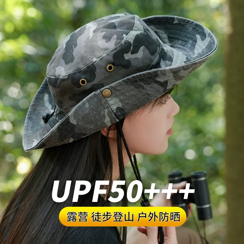 帽子男士渔夫帽西部牛仔户外登山帽女夏季徒步钓鱼遮阳防晒帽