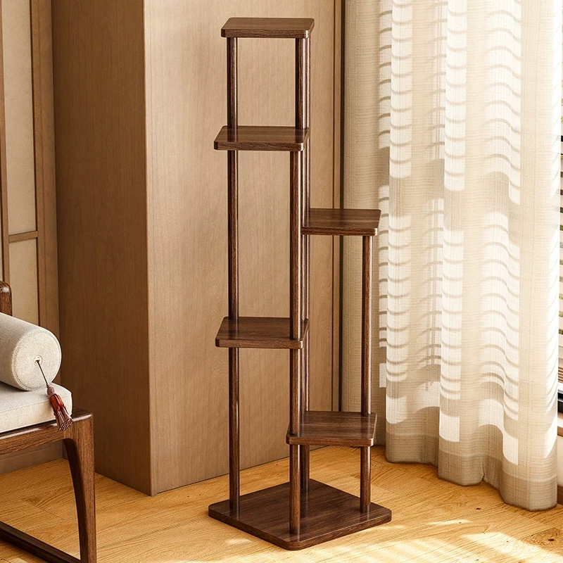 花架置物架阳台客厅落地式实木花盆托架高端造型盆景绿植摆放架子