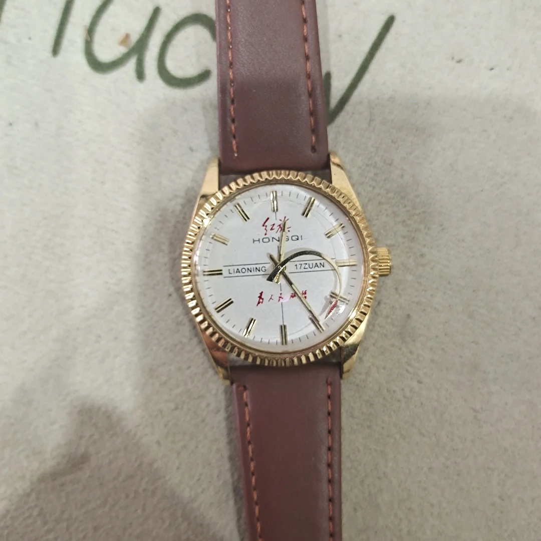 手动机械狗牙圈表头及真皮男女通用手表表带配件