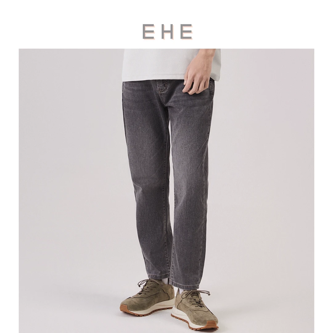 EHE男装 四季款新型弹力设计定制扣复古休闲牛仔裤男66131232013