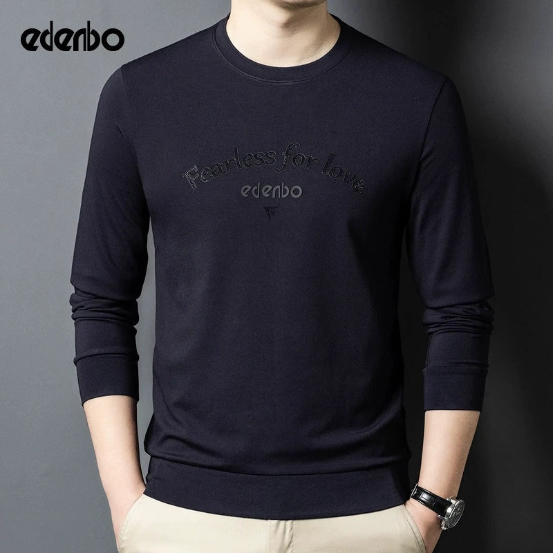 Edenbo/爱登堡卫衣男款高级感春秋季25新款圆领印花休闲男士上衣