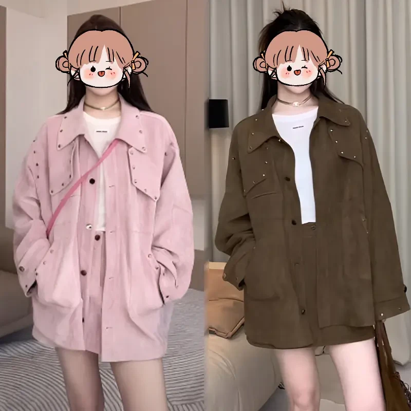 小香风轻奢设计感一整套2025秋季新款重工铆钉夹克外套短裙两件套