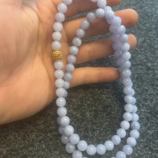 A货冰润紫罗兰圆珠气质百搭时尚长链