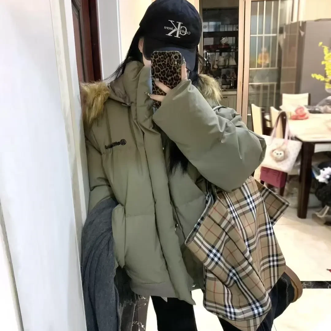 美式复古加厚ins棉服小个子oversize韩版可拆卸大毛领短外套