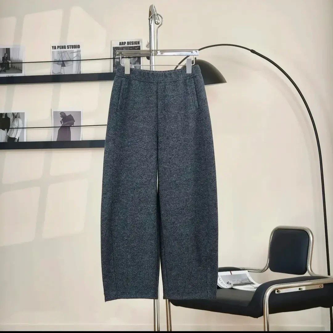 【澳毛】绵羊毛弯刀直通裤2025冬新款九分加厚保暖显瘦休闲裤女裤