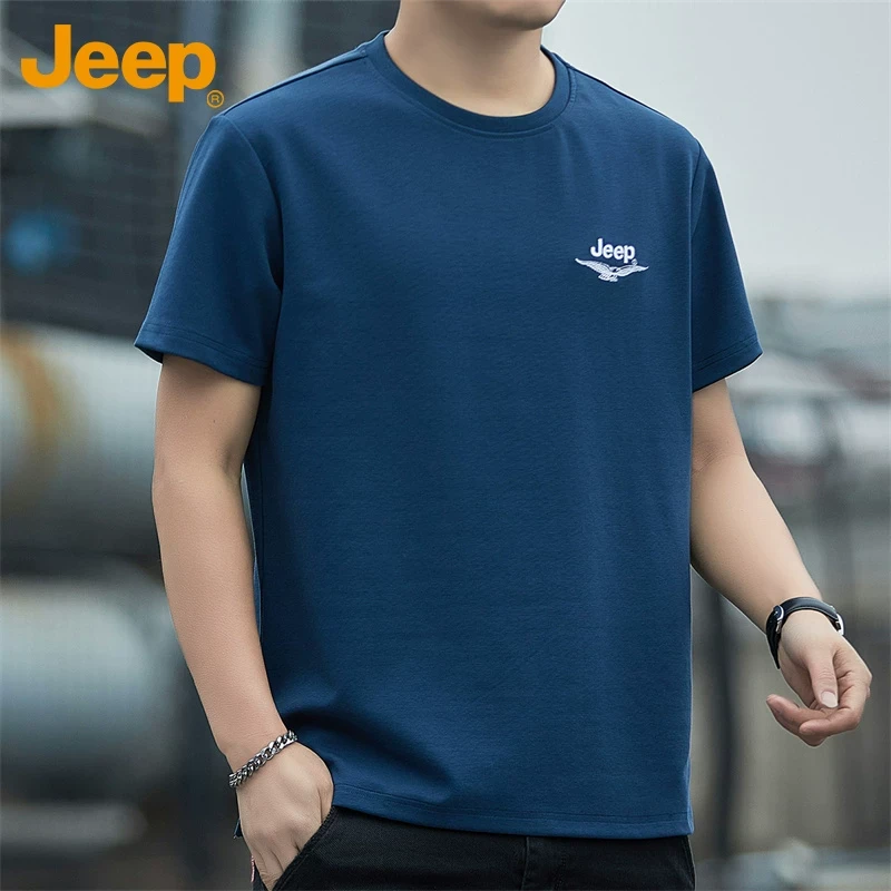 Jeep吉普短袖t恤男士夏季薄款打底圆领上衣潮牌休闲运动体恤男装