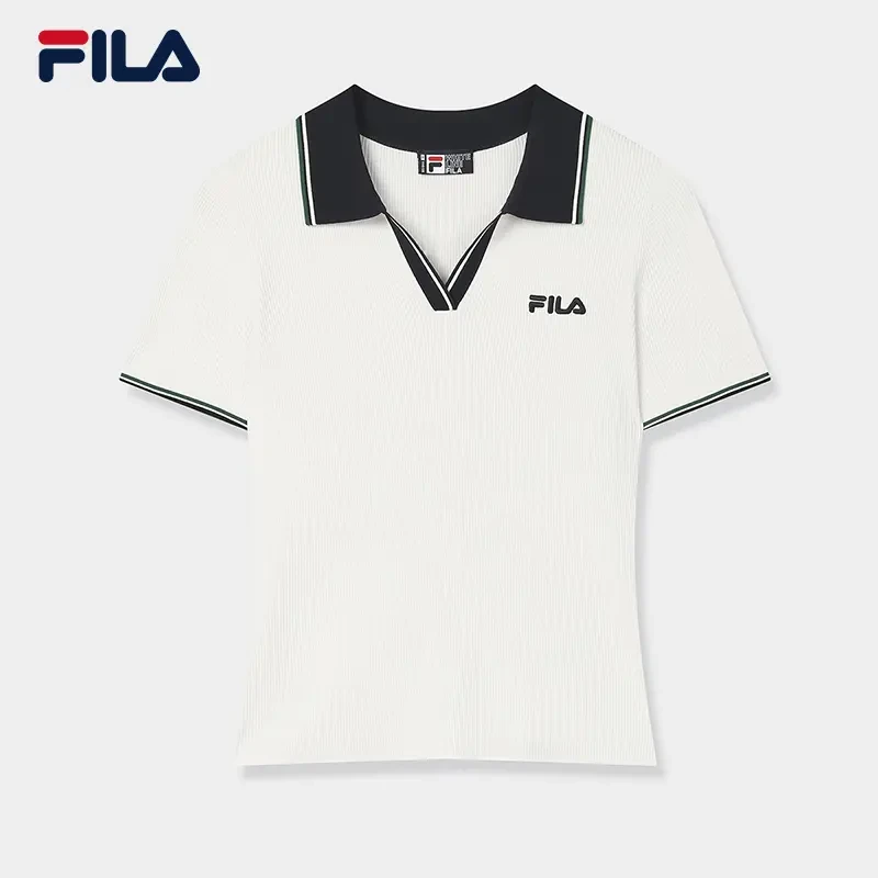 Fila/斐乐2025年夏季新款户外运动女士休闲短袖POLO衫F11W539402F