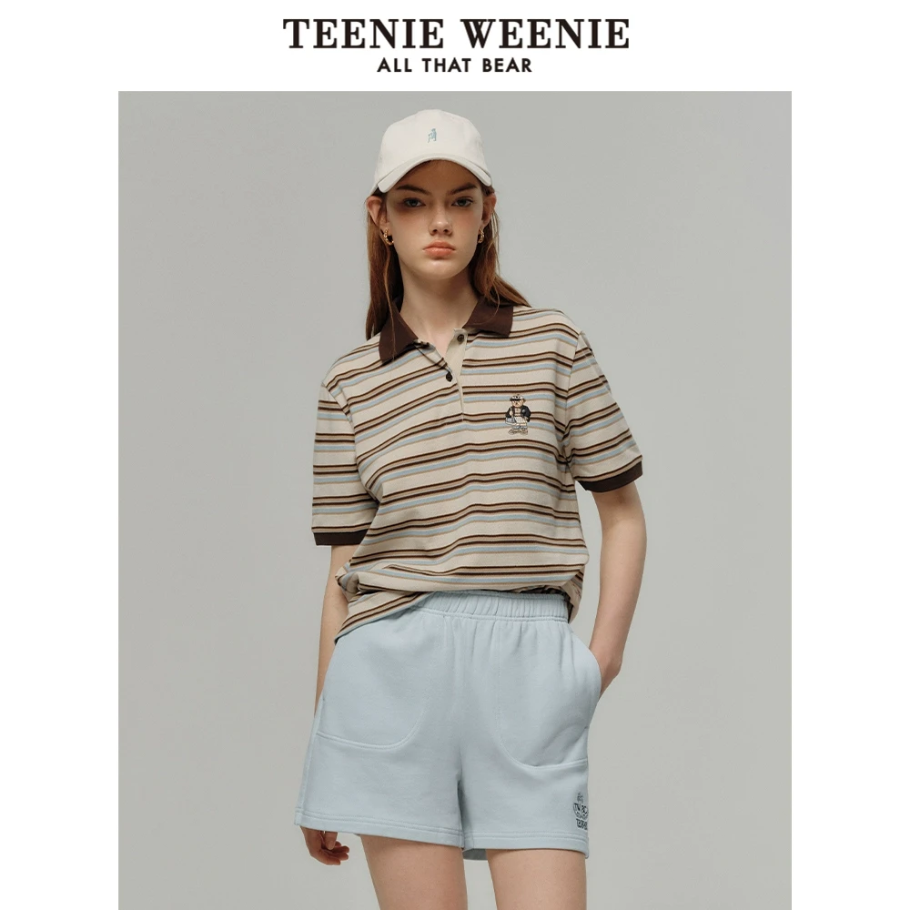 Teenie Weenie小熊女装条纹POLO衫T恤25潮流条纹短袖TTHS256301N