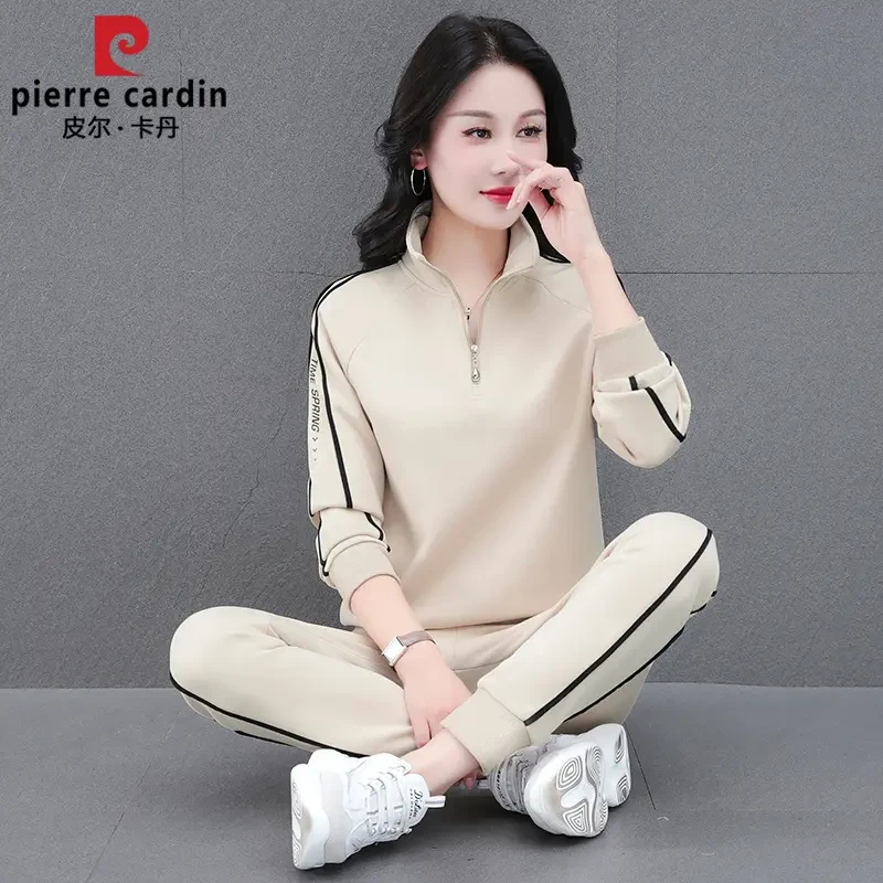 皮尔卡丹春秋季新款女士休闲运动套装韩版时尚显瘦减龄两件套女款