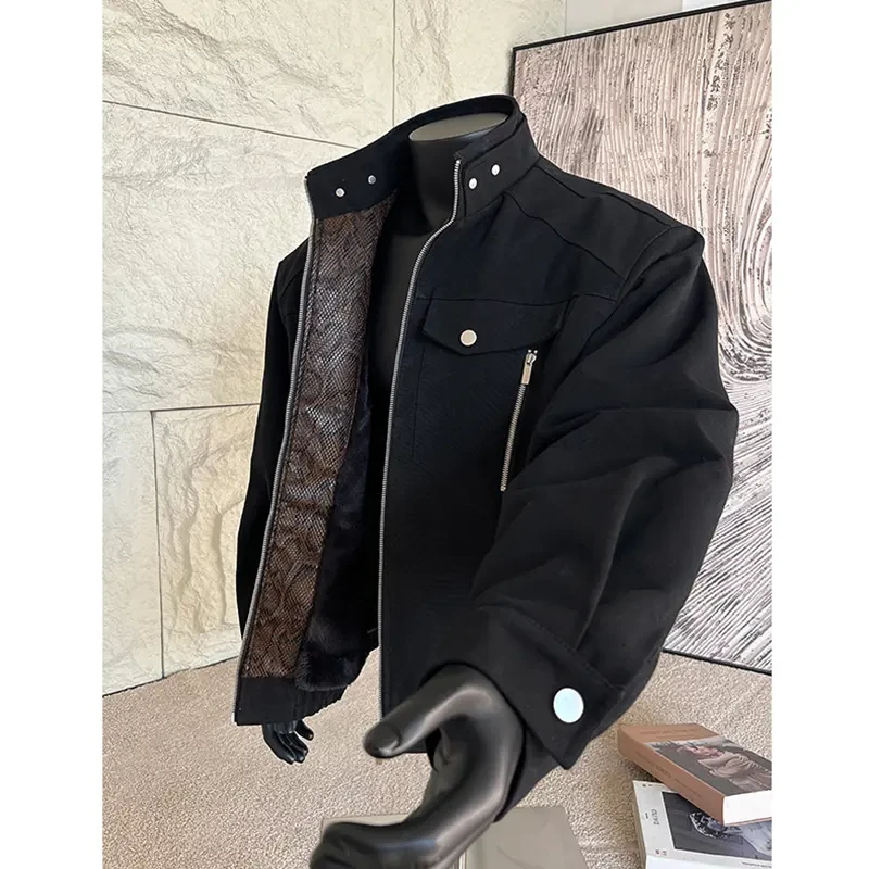 蛇年限定座山雕棉服男冬季加绒加厚立领工装外套cleanfit飞行夹克