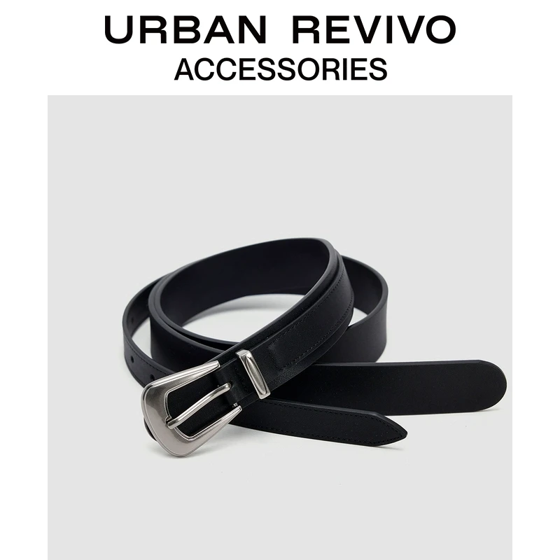 URBAN REVIVO2025春季新款女士时尚方形针扣皮带UAWA50023