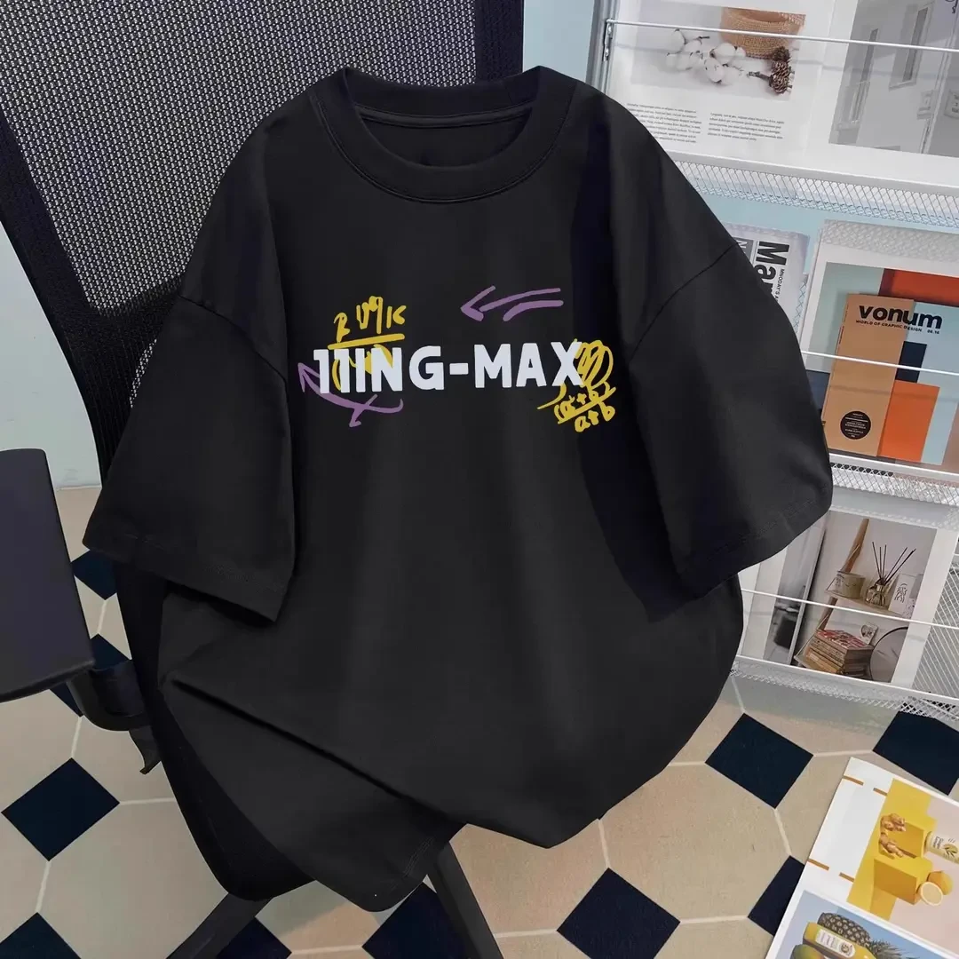 特大码印花短袖t恤纯棉男女装2025夏季新款宽松炸街恶魔潮牌上衣