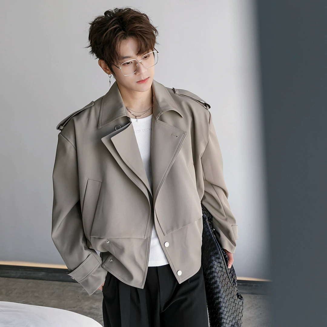 CHICERRO西西里男装春季韩系高级感假两件男士短款夹克外套上衣潮