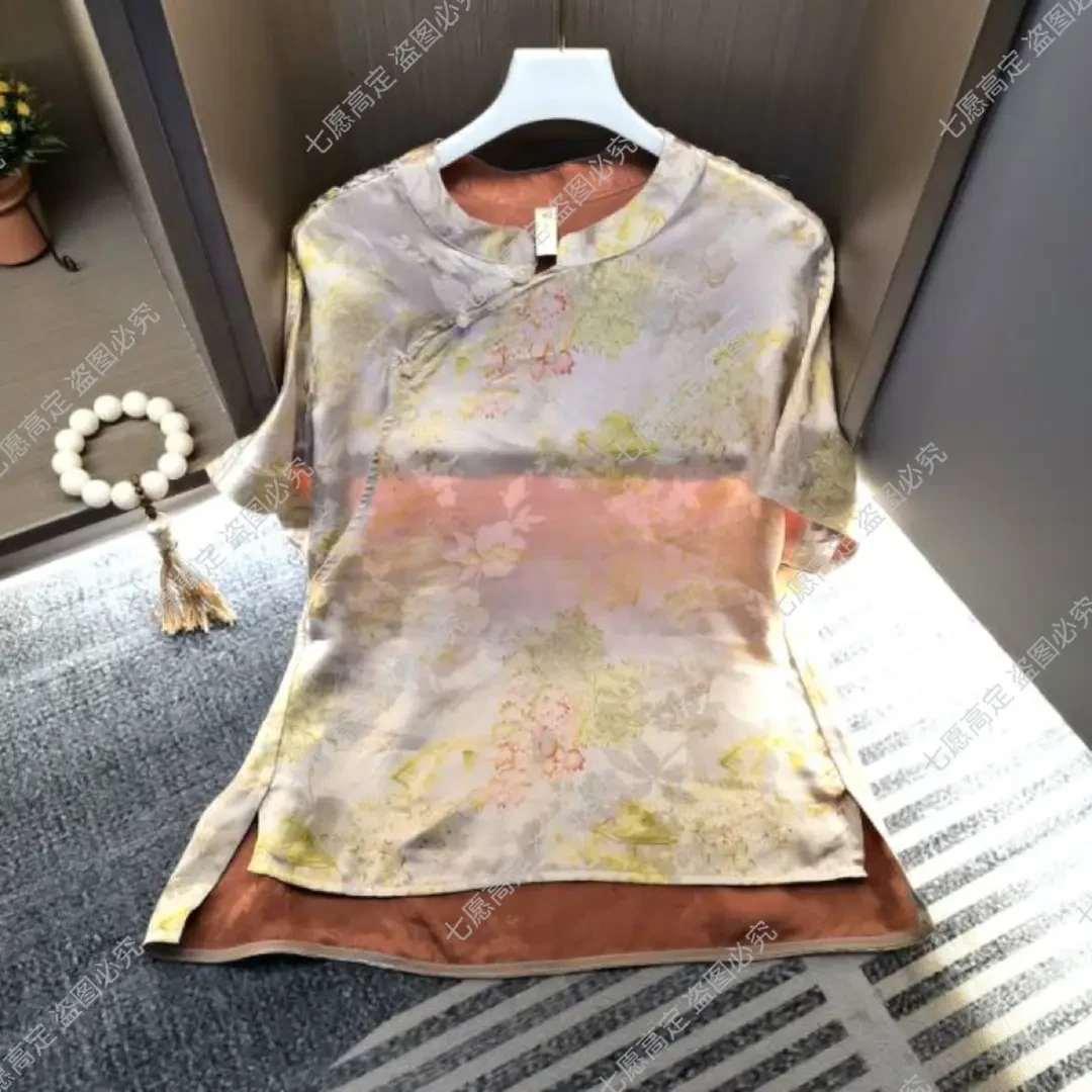 【如愿】复古新中式百搭斜襟盘扣国风气质立领时尚小衫0135