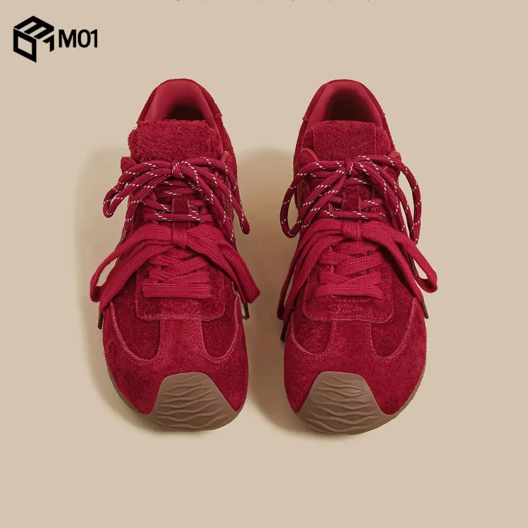 【DR官方正品】秋季新款厚底百搭德训鞋女红色复古双鞋带丑萌运动