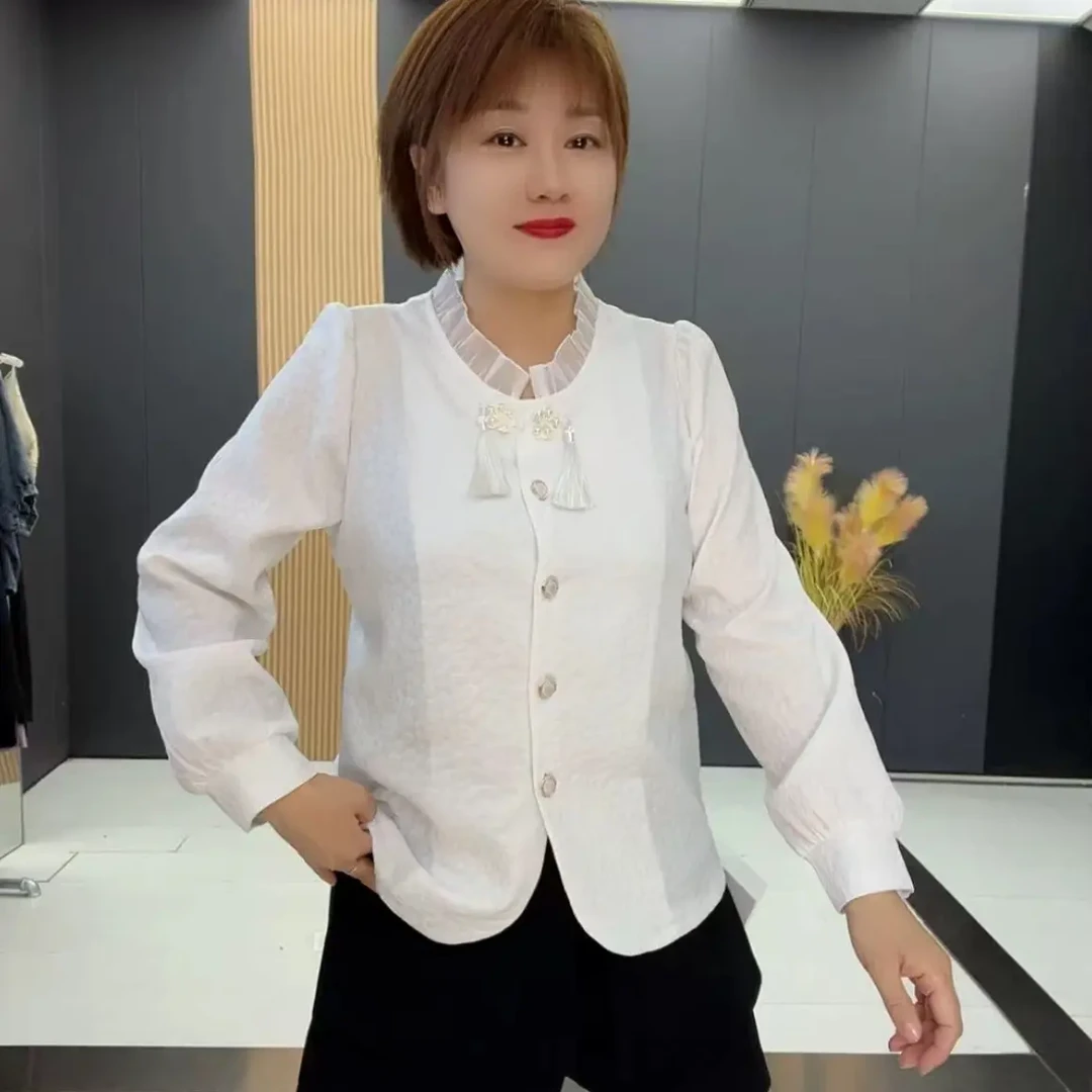 旭122新中式复古盘扣立领长袖时尚显瘦衬衣YB