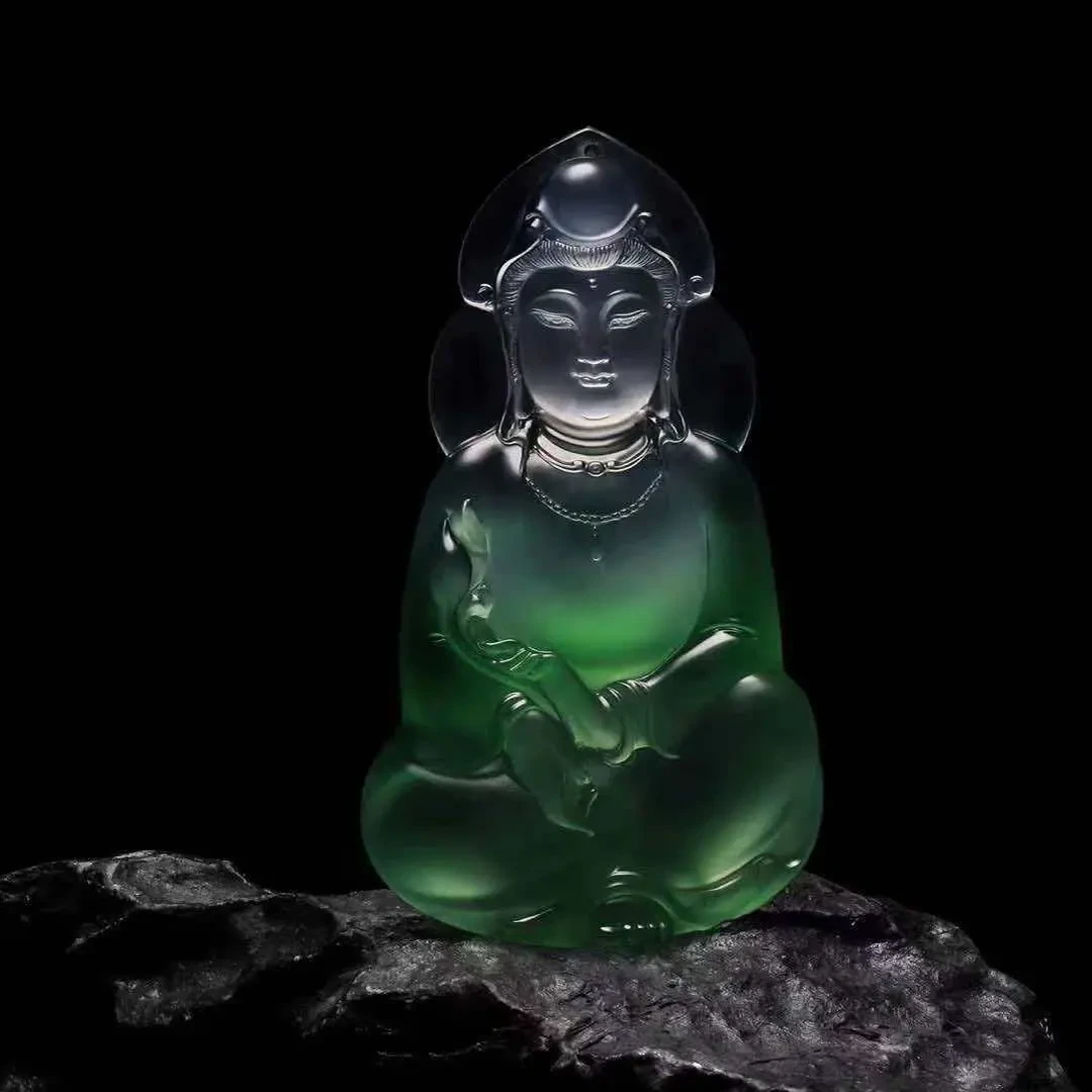 男士高冰挂件素衣观音造型