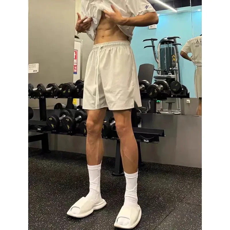 冰丝速干尼龙短裤男款夏季薄款美式运动健身跑步不过膝四分沙滩裤