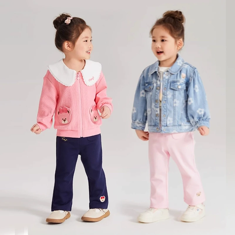 【达人专属】PawinPaw小熊童装春秋女宝纯色微喇针织裤PCTME2282N