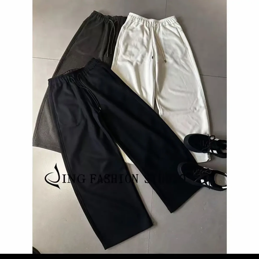 《传奇大牌直筒裤》新款118抽绳高腰直筒裤宽松百搭休闲长裤保暖