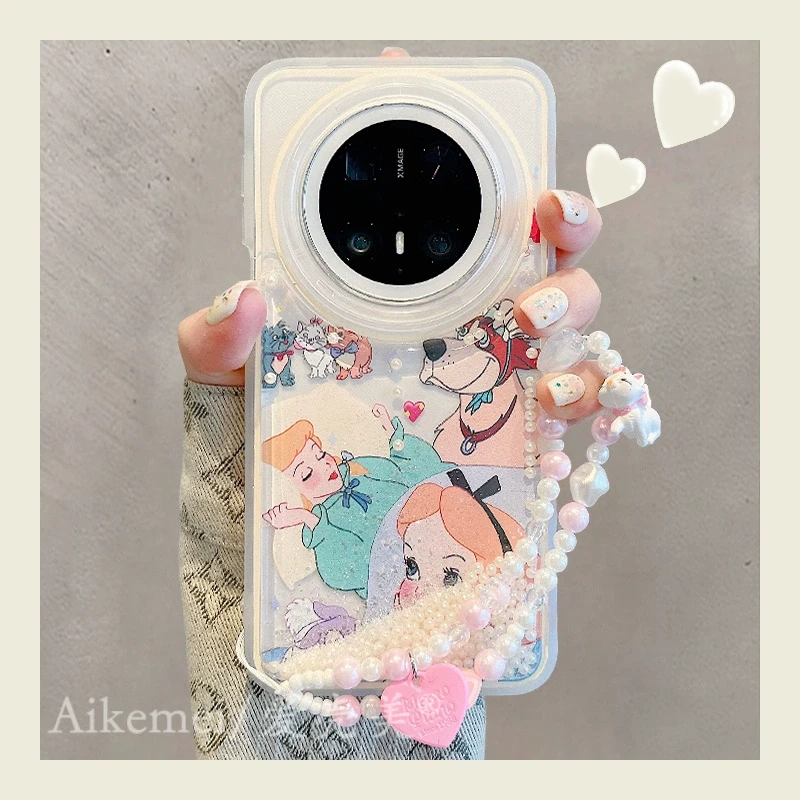 适用华为mate70pro+手机壳童话爱丽丝Mate60pro+芭比公主珍珠流沙