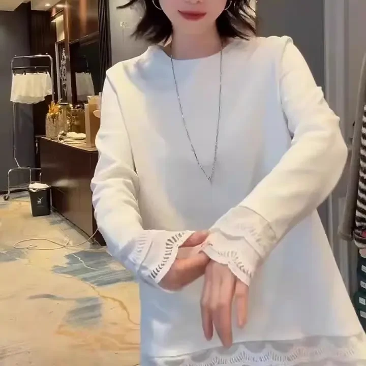 圆领宽松型常规款街头风长袖T恤网红针织套头加绒秋季ins女士