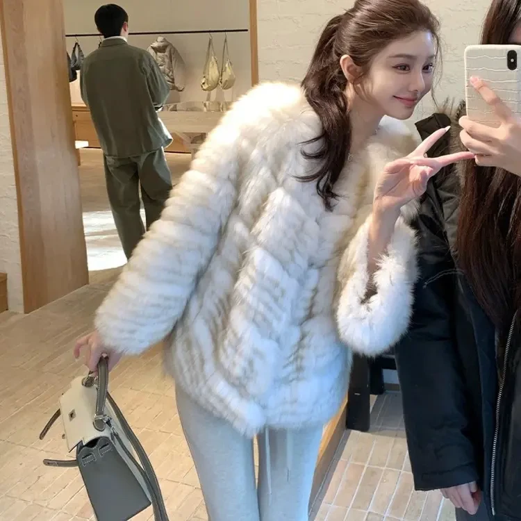 【娇乖金渐层】进口狐狸背毛车条工艺轻盈晕染毛毛皮草外套冬