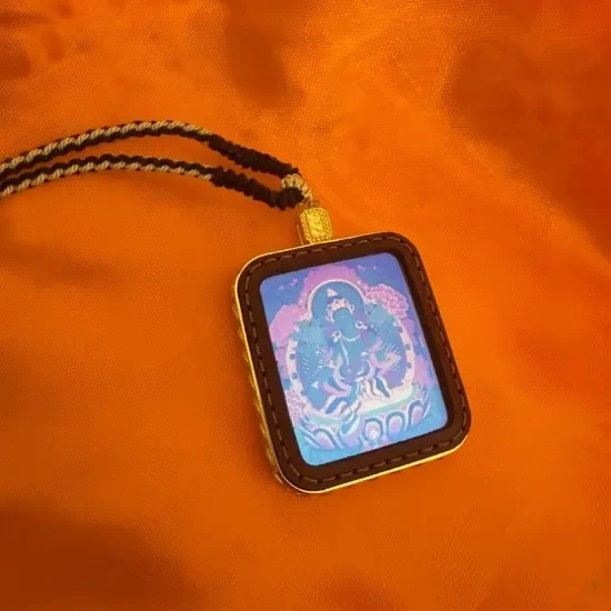 铜合金皮质手链  牛皮皮壳手绘唐卡藏式绿度母和大日如来