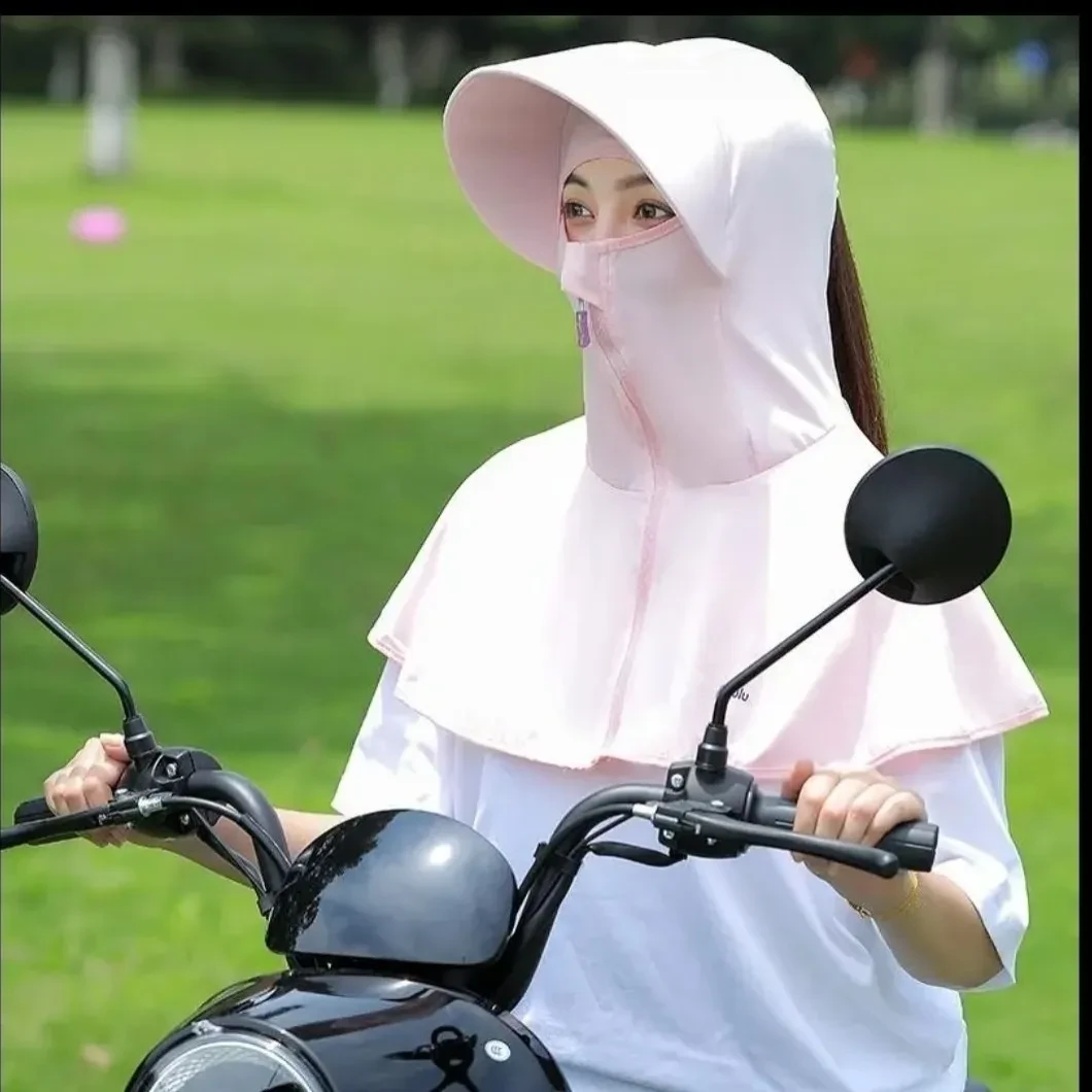骑车防晒帽吹不翻太阳帽子女夏季遮脸遮阳帽防紫外线遮脸