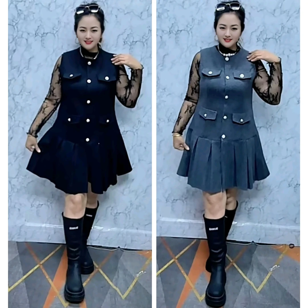 新款高级感温柔背心裙时尚上新显瘦百褶连衣裙