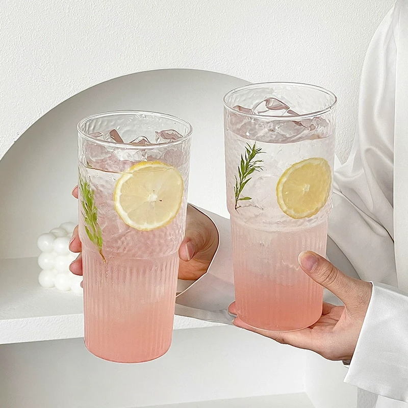 大容量玻璃杯家用女高颜值夏天耐高温果茶柠檬水杯冷饮料咖啡杯K