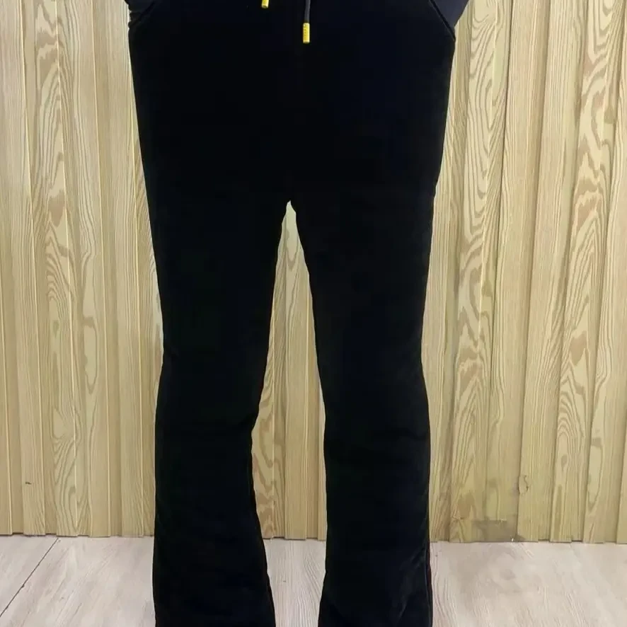 秋冬新款高腰加绒加厚雪尼尔微喇叭女裤保暖休闲百搭