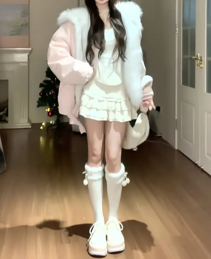 冬日恋歌2.0 甜美温柔风冬季甜美连帽保暖两面穿百搭毛毛外套女