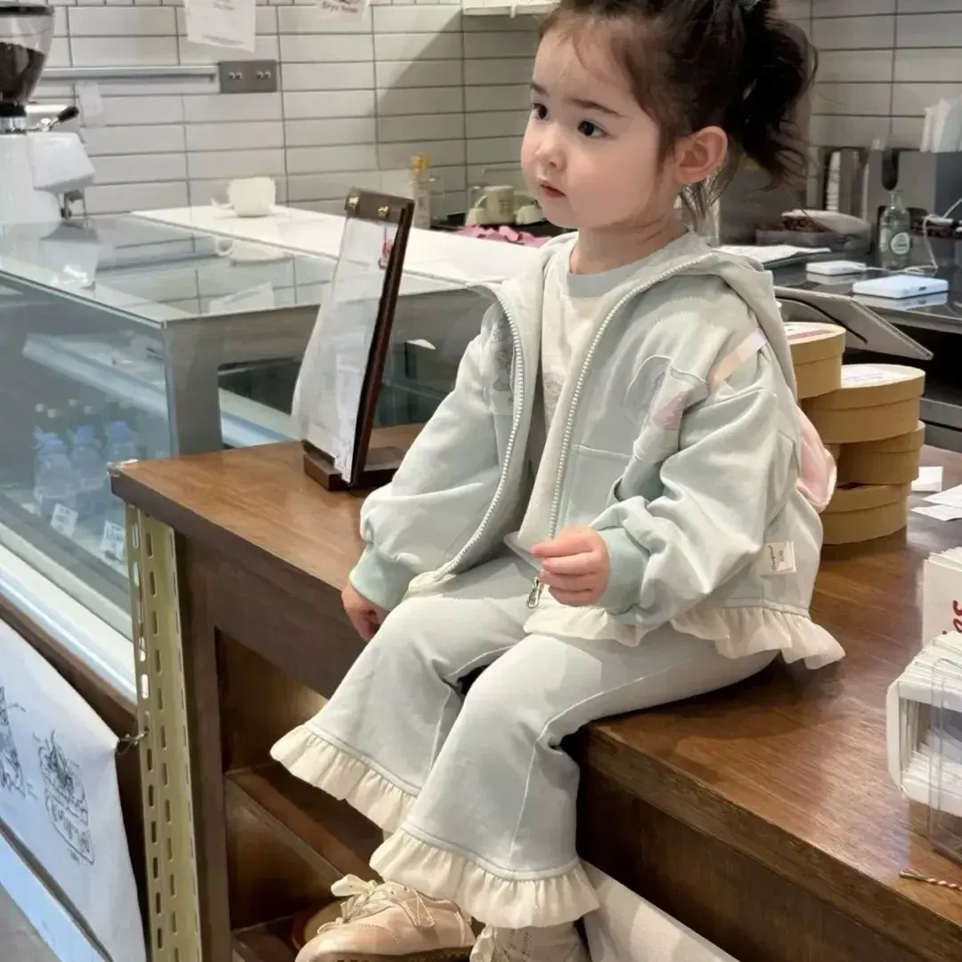 幼儿园爆款2025新款女童小童韩版花边洋气连帽外套