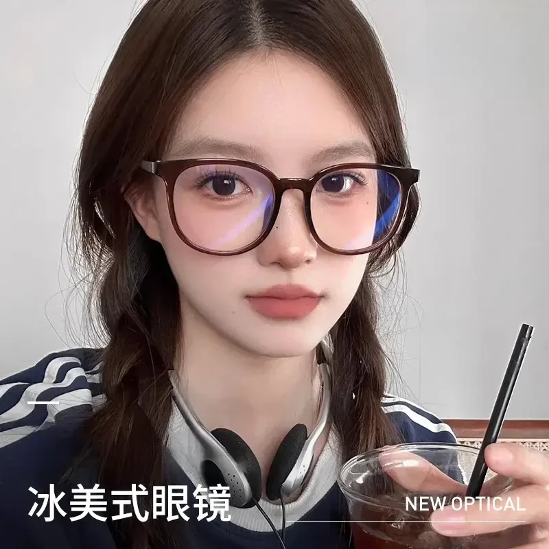 冰美式近视眼镜女可配度数大框方圆脸防蓝光素颜眼睛框架高颜值