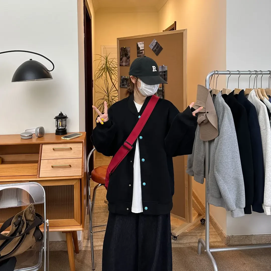 休闲夹克420g重磅面料仿绿松石ins潮流设计感宽松百搭棒球服