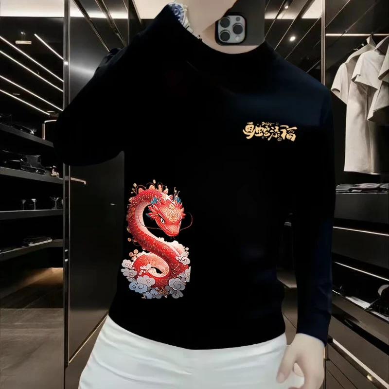 蛇年红色喜庆秋冬潮流时尚百搭圆领套头长袖休闲男女同款印花卫衣