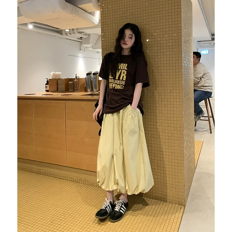 清晨早餐！营造清新简约气质的休闲花苞长裙半身裙WQ53052