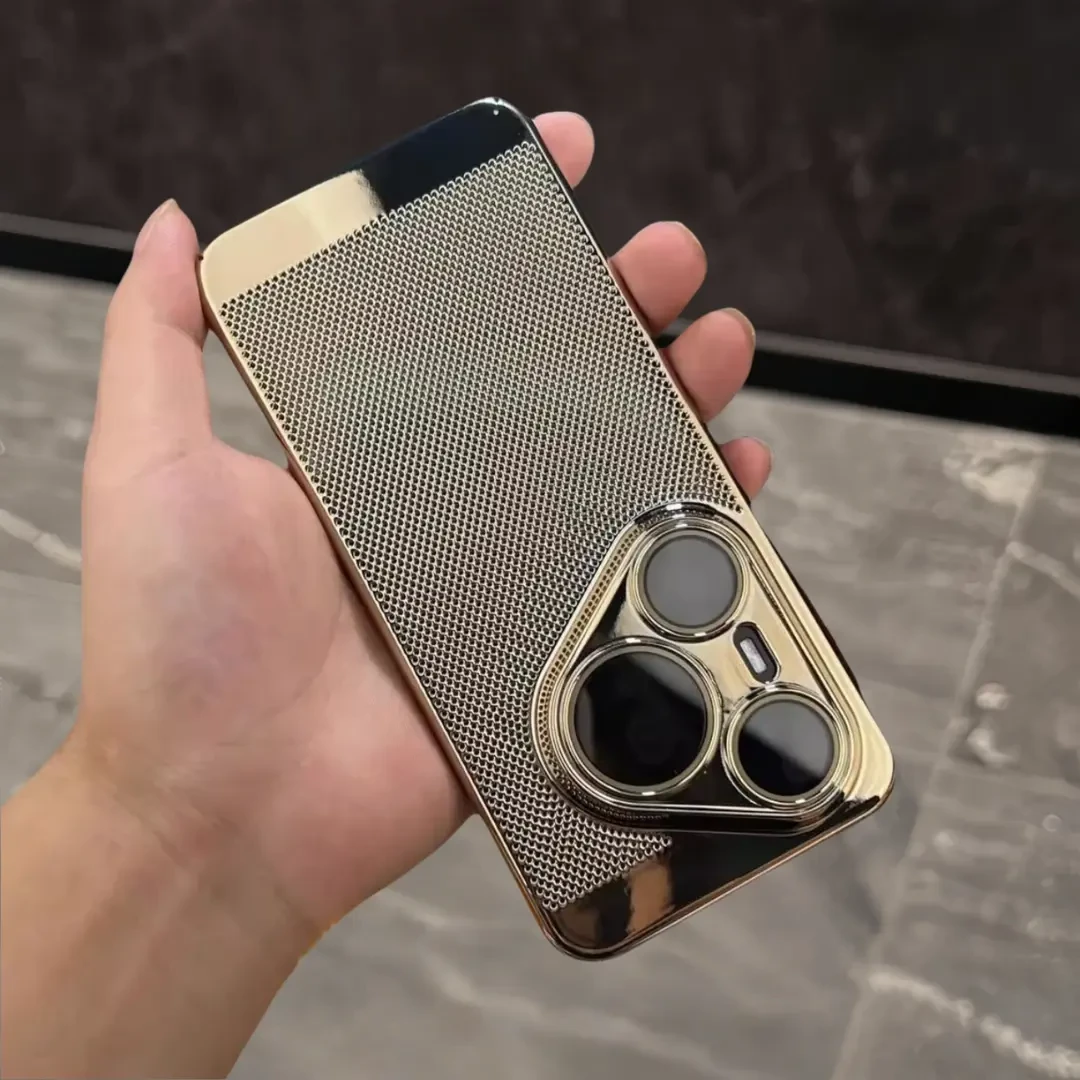 散热透气适用pura80pro+手机壳pura70电镀网孔全包镜高级感