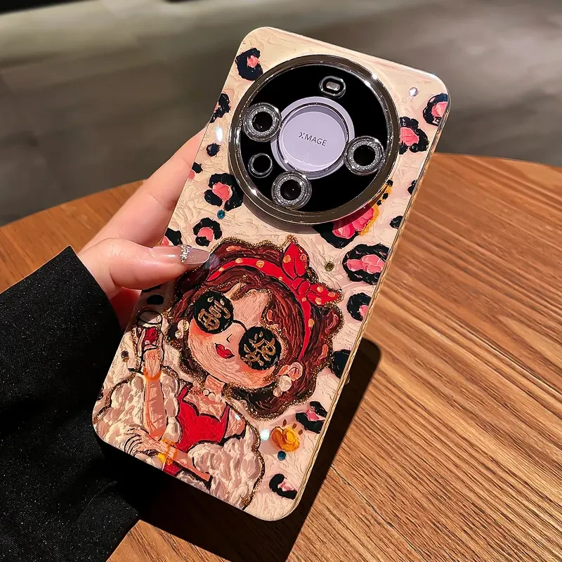 适用华为mate70pro手机壳网红女款镜头全包防摔豹纹ins轻奢高级感