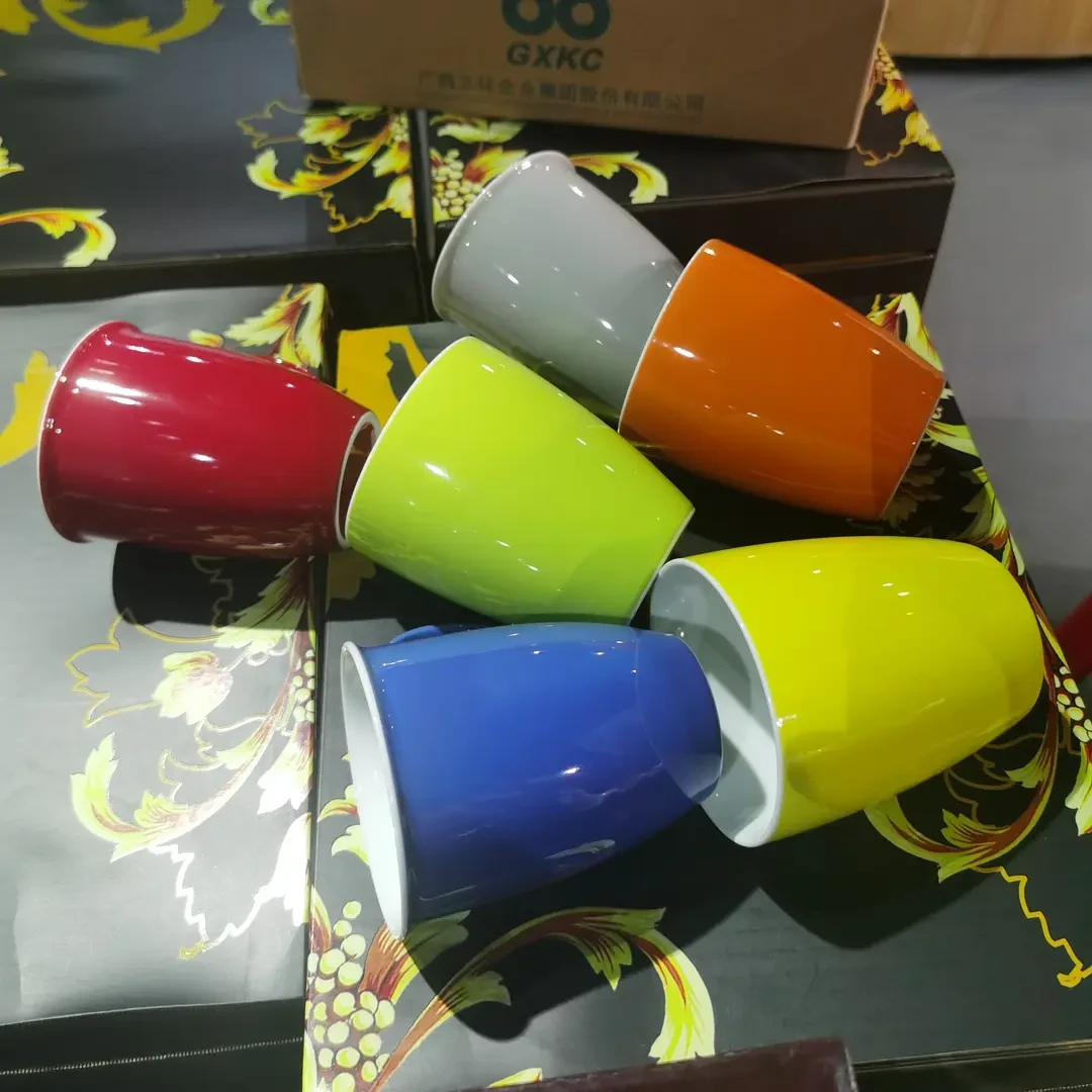 6只装手工色釉白瓷陶瓷珐琅彩马克杯绿色家用彩色青瓷