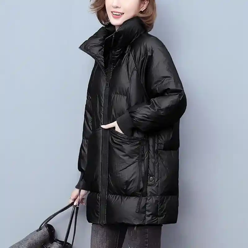 棉衣女中长版2025冬季新款韩版立领羽绒棉服时尚加厚棉袄洋派外套