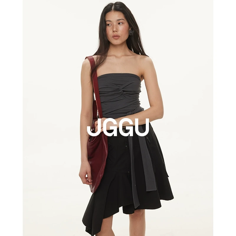 JGGU晶咕黑标【气质辣姐】高端混纺侧腰捏褶结构感绑带JG11250088